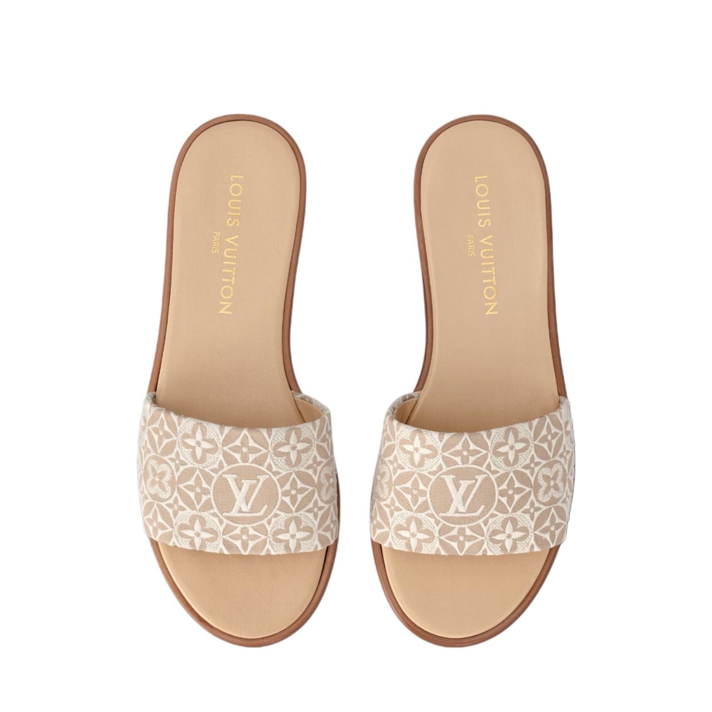 Lv embroidery flats