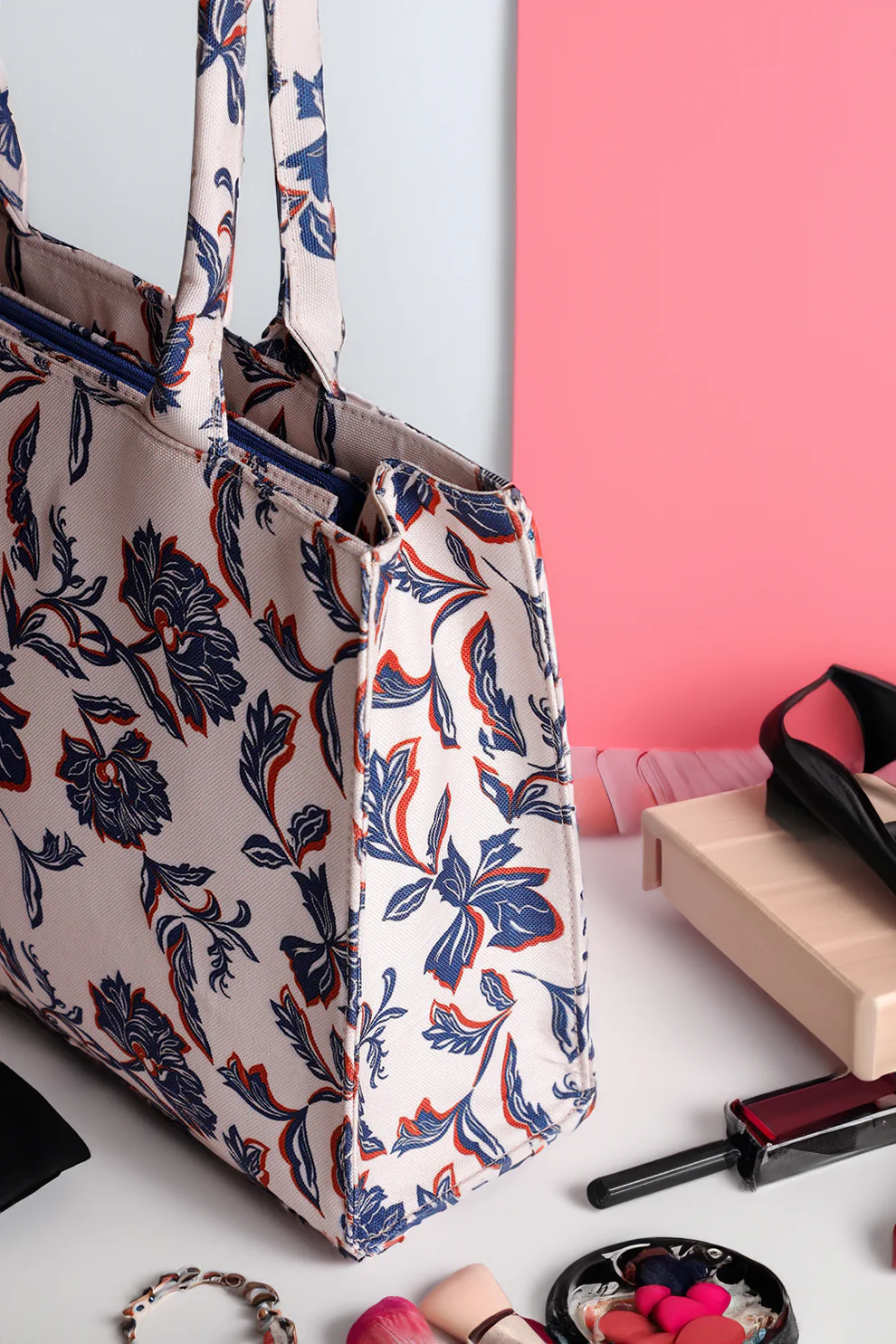 Canvas Tote Bags Blue Leaf